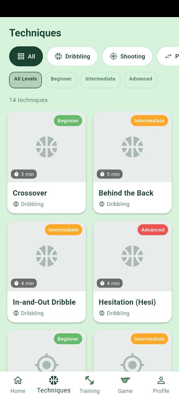 In-and-out dribble technique screen