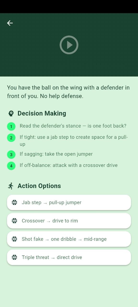 Game situations list screen